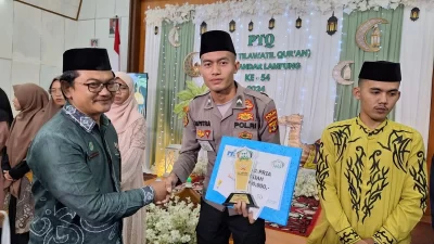 Bangga! Anggota Polda Lampung Raih Juara 1 Tausiyah Pekan Tilawah Qur’an 2024