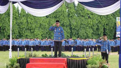 Pj Sekdaprov Lampung Pimpin Upacara Peringatan HUT KORPRI ke-53, Sampaikan Amanat Presiden RI