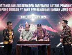 Pj Gubernur Samsudin Tandatangani Shareholder Agreement antara Pemprov Lampung dan PT Bank Jatim