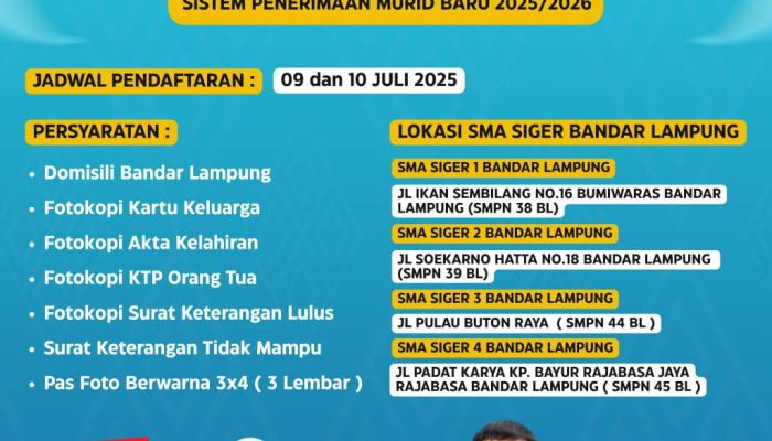 Catat, Ini Jadwal SPMB SMA Siger Bandar Lampung