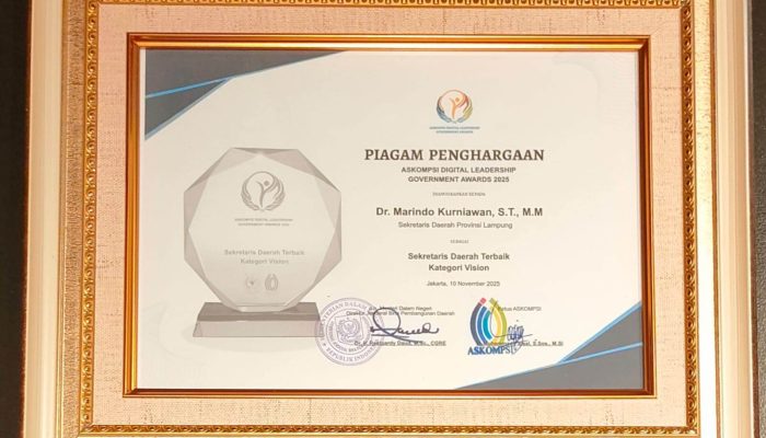Marindo Kurniawan Raih Penghargaan Sekda Terbaik di Indonesia Kategori Vision