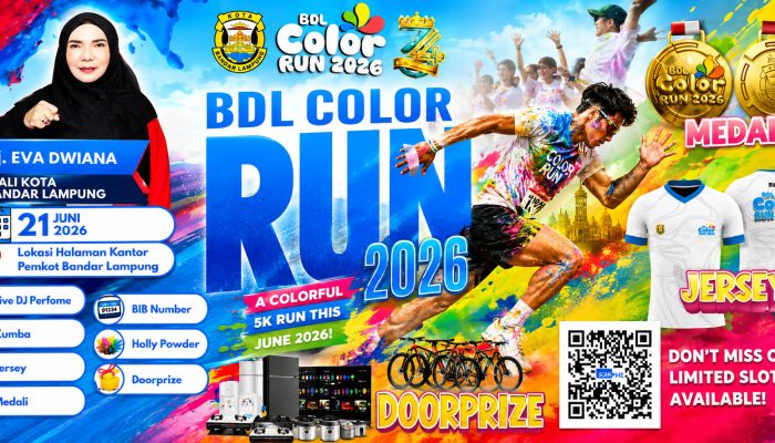 Ribuan Pelari Siap Banjiri Halaman Pemkot, Colour Run Jadi Magnet Baru HUT Bandar Lampung