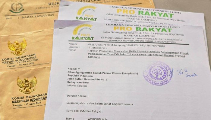 LSM PRO RAKYAT Laporkan Dugaan Penyimpangan Proyek Tugu Exit Tol Kota Baru ke Jaksa Agung RI