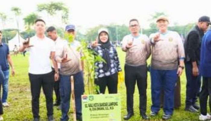Eva Dwiana Hadiri Senam Bersama dan Aksi Tanam Pohon Bersama Kepala Daerah se-Indonesia