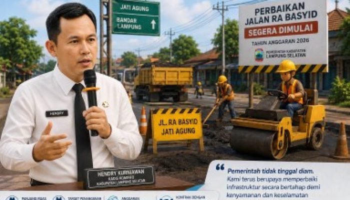 Perbaikan Jalan RA Basyid Dimulai, Akses Jati Agung–Bandar Lampung Makin Lancar